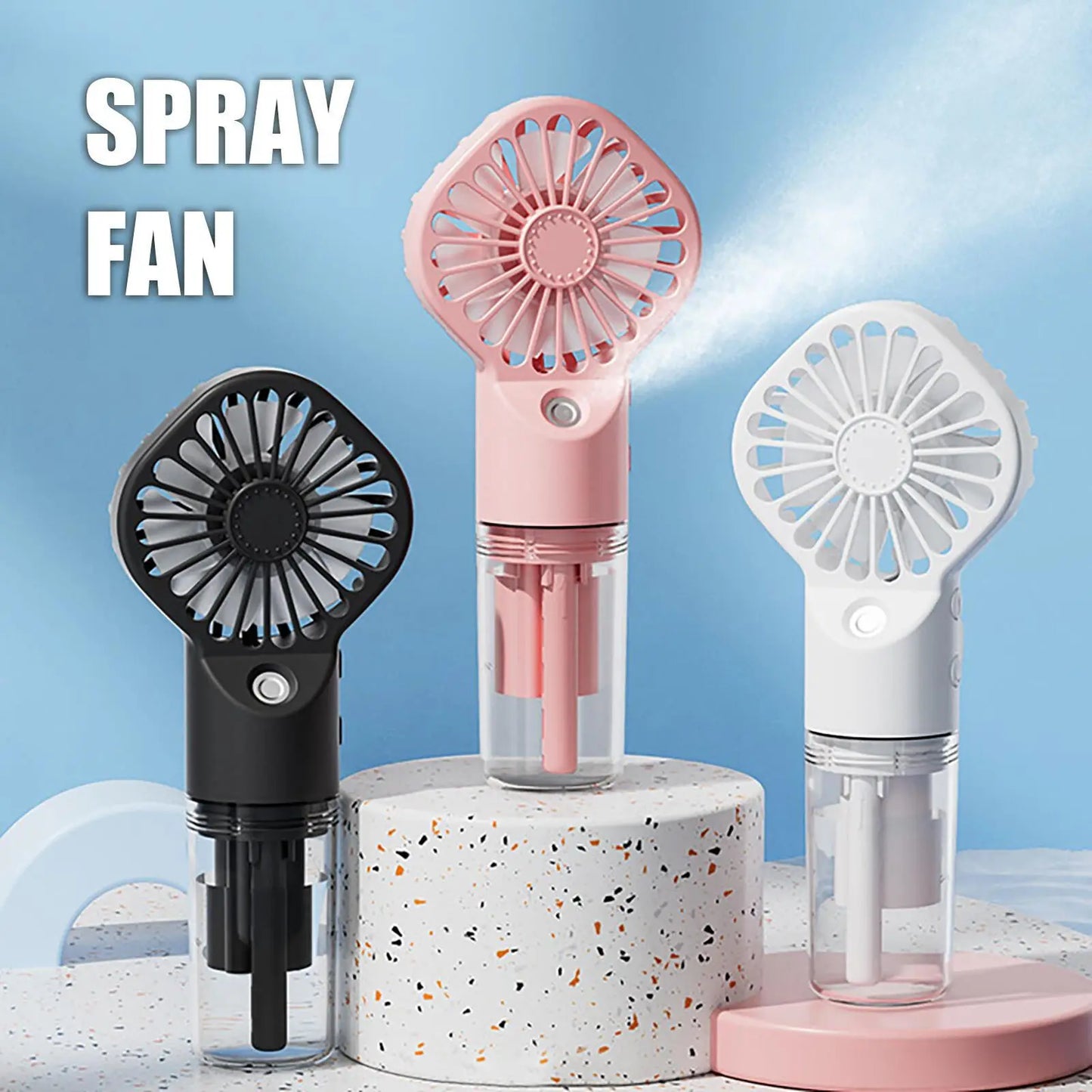 New Portable Handheld Fan USB Rechargeable Turbo Water-Cooled Spray Mini Fan 4 Gear Speed Air-conditioning Mute Fans Outdoor