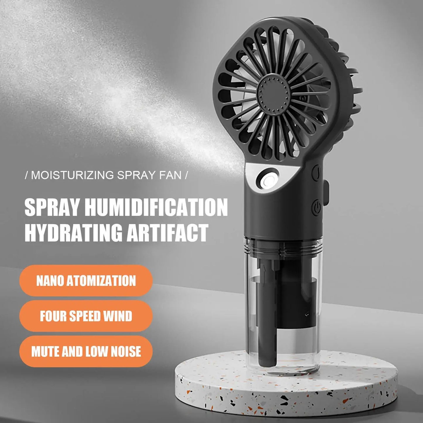 New Portable Handheld Fan USB Rechargeable Turbo Water-Cooled Spray Mini Fan 4 Gear Speed Air-conditioning Mute Fans Outdoor